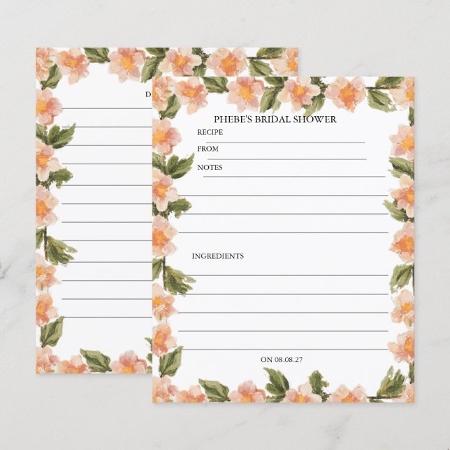 Carte de recette de douche de mariage Floral Moder (Devant / Derrière)