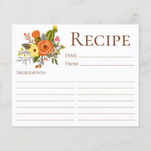 Carte de recette de douche de mariage florale en t