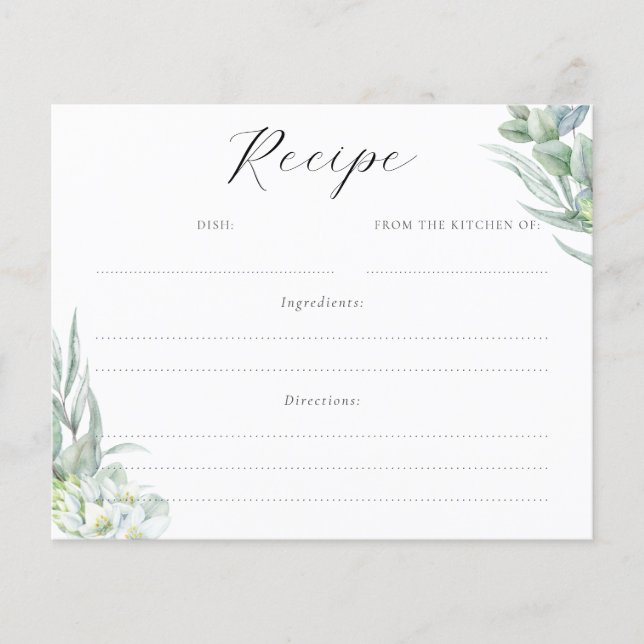 Carte de recette de douche de mariée à feuillage v (Devant)