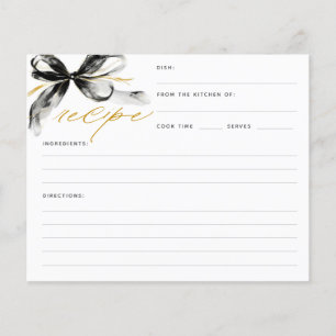 Carte de recette de douche de mariée à ruban noir