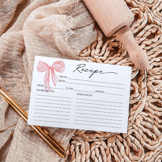 Carte de recette de douche de mariée à ruban rose (Créateur téléchargé)