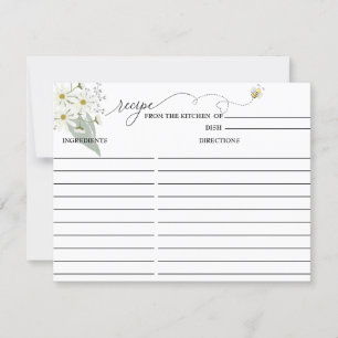 Carte de recette de douche de mariée   Floral Bee