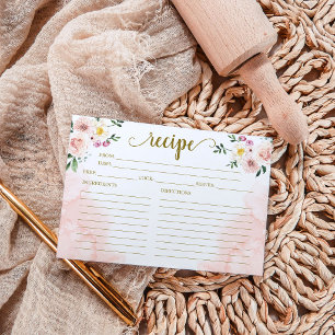 Carte de recette de douche de mariée florale rose
