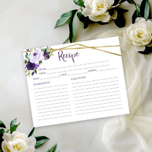 Carte de recette de douche de mariée florale viole
