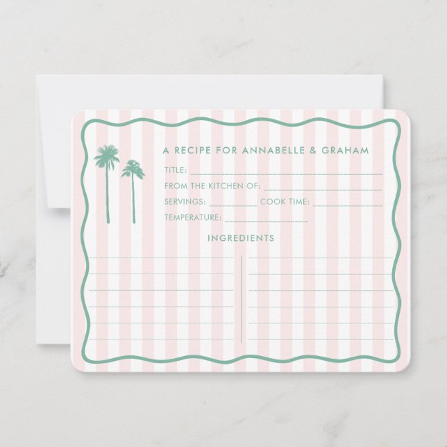 Carte de recette de douche de mariée Pretty Pink P (Devant)