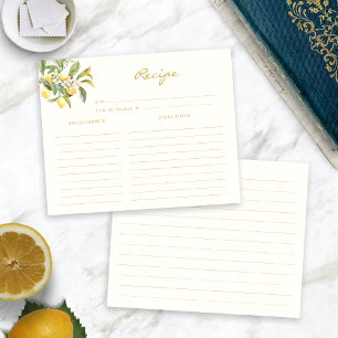Carte de recette de douche nuptiale au citron