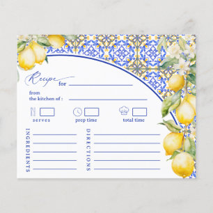 Carte de recette de douche nuptiale au citron bleu