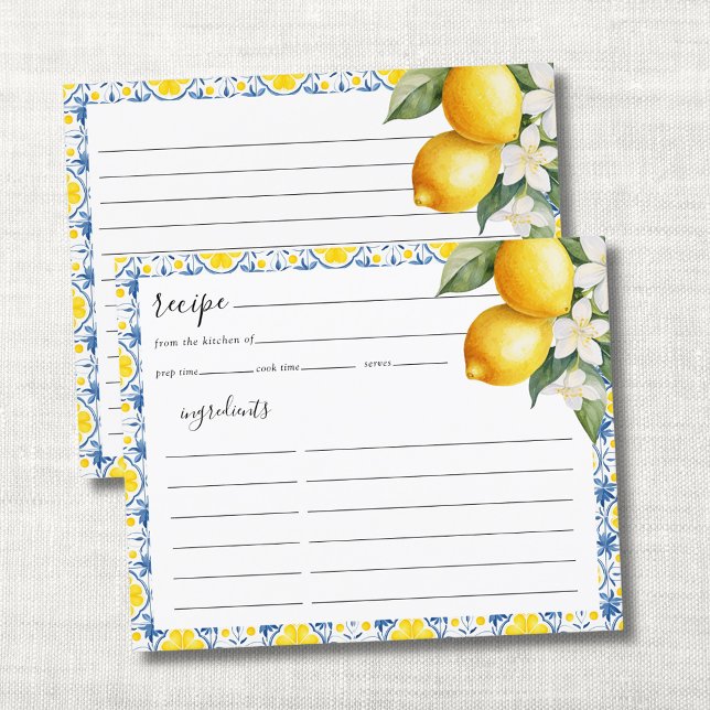 Carte de recette de douche nuptiale au citron médi (Créateur téléchargé)