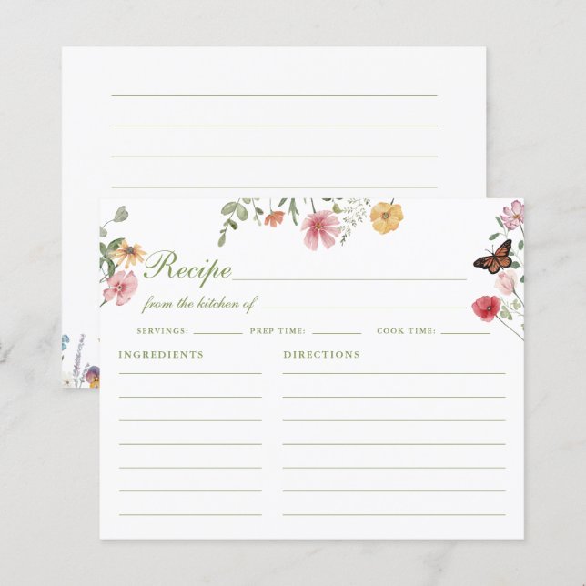 Carte de recette de douche nuptiale aux fleurs sau (Devant / Derrière)