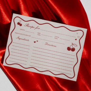 Carte de recette de douche nuptiale Cerise Rouge F