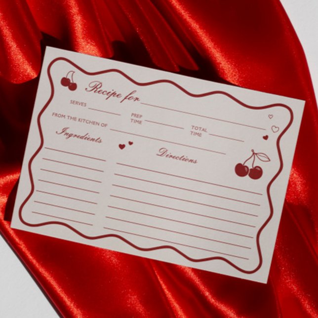 Carte de recette de douche nuptiale Cerise Rouge F (Créateur téléchargé)