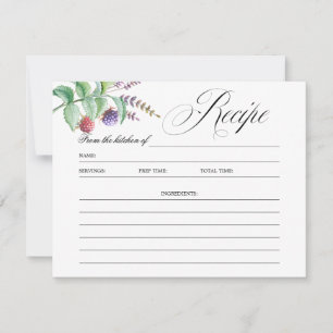 Carte de recette de douche nuptiale de baies botan