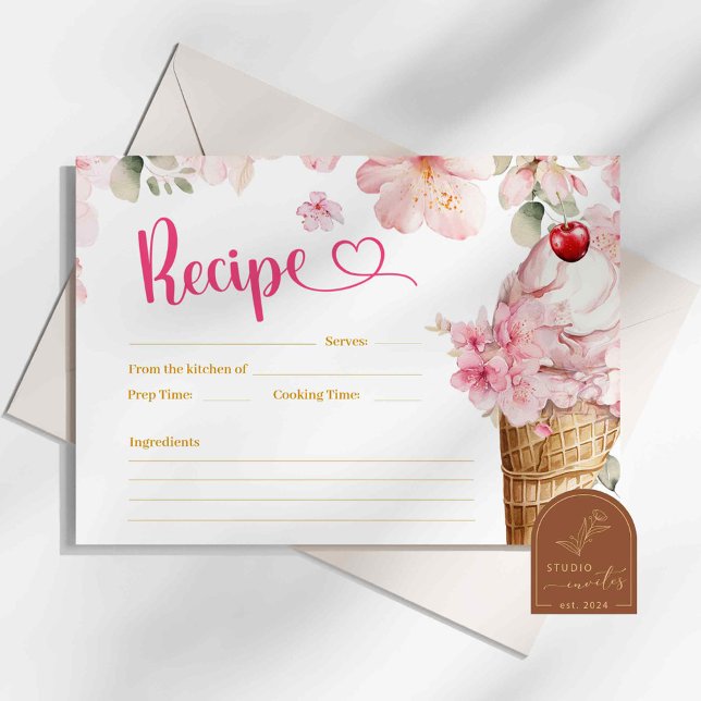 Carte de recette de douche nuptiale de glace de fl (Créateur téléchargé)