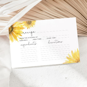 Carte de recette de douche nuptiale de tournesol