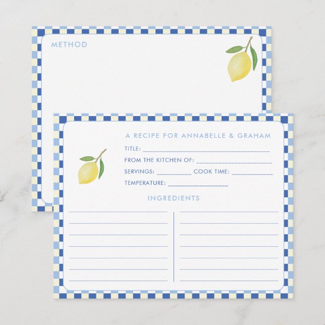 Carte de recette de douche nuptiale Dolce Vita Géo (Devant / Derrière)
