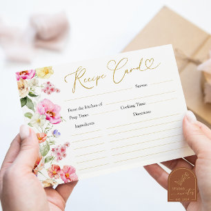 Carte de recette de douche nuptiale florale coloré