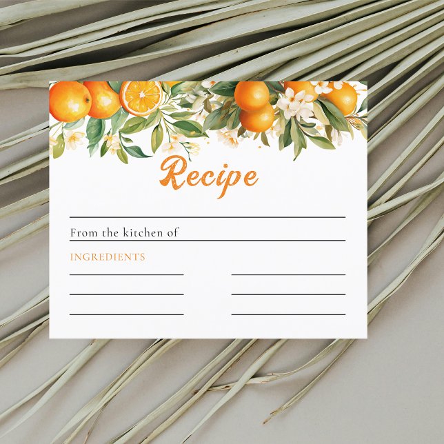 Carte de recette de douche nuptiale florale orange (Créateur téléchargé)