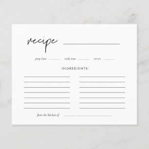 Carte de recette de douche nuptiale minimaliste mo