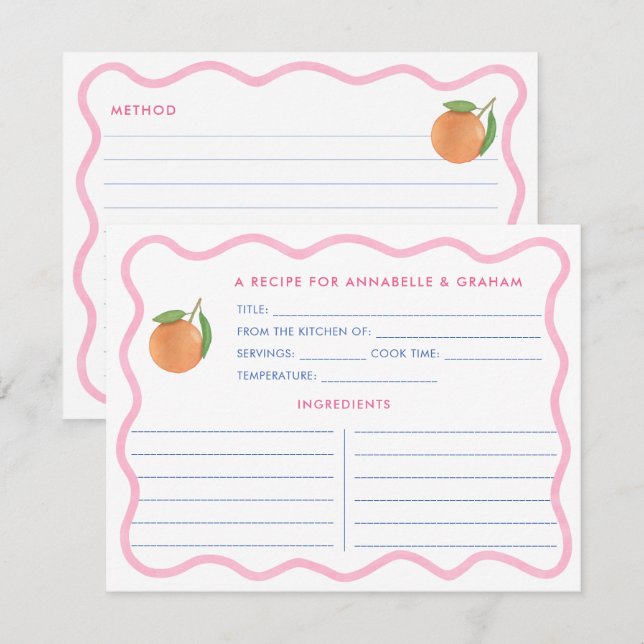 Carte de recette de douche nuptiale rose bohème do (Devant / Derrière)