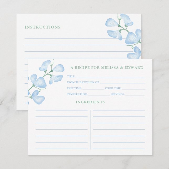 Carte de recette de douche nuptiale Something Blue (Devant / Derrière)