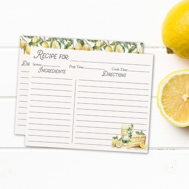 Carte de recette de famille du citronnier jaune d' (In situ)