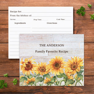 Carte de recette de famille Jardin de tournesol ru