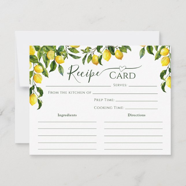 Carte de recette de Fête des mariées Citron Citrus (Devant)