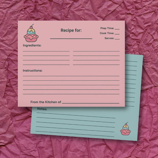 Carte de recette de Fête des mariées de crème glac (Retro Ice Cream Bridal Shower Recipe Card)