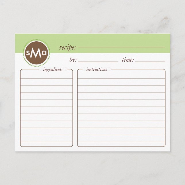 Carte de recette de Fête des mariées de monogramme (Devant)