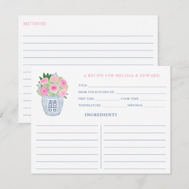 Carte de recette de Fête des mariées de roses chin (Devant / Derrière)