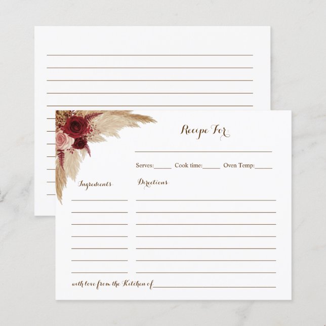 Carte de recette de Fête des mariées en laiton Boh (Devant / Derrière)