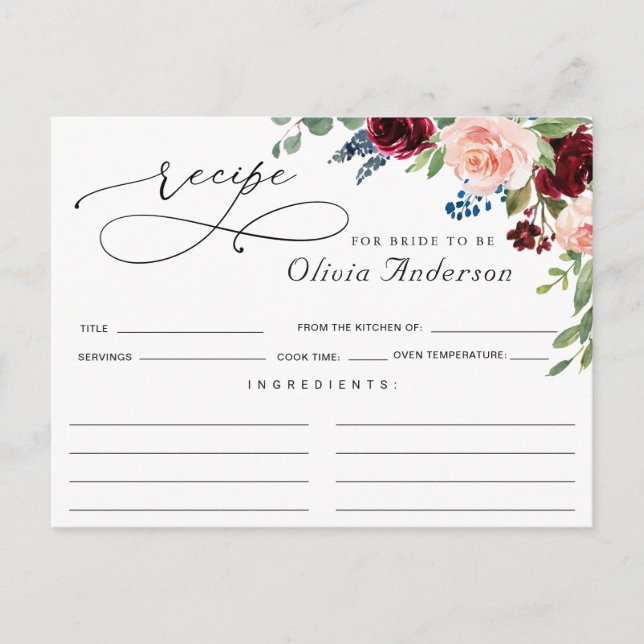 Carte de recette de Fête des mariées Eucalyptus de (Devant)