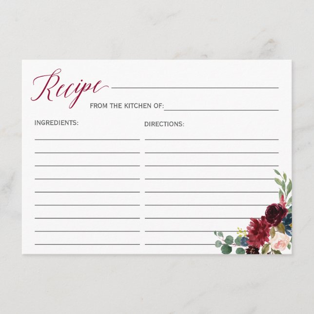 Carte de recette de Fête des mariées florale bourg (Devant)