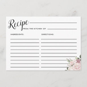 Carte de recette de Fête des mariées florale rose 