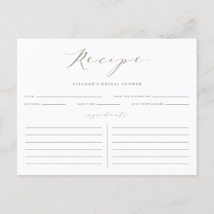 Carte de recette de Fête des mariées minimaliste d