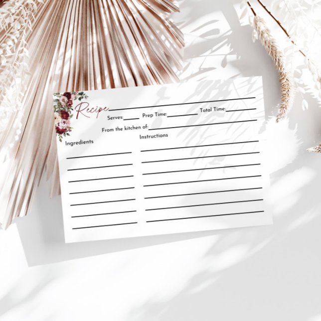 Carte de recette de Fête des mariées rose Burgundy (Créateur téléchargé)