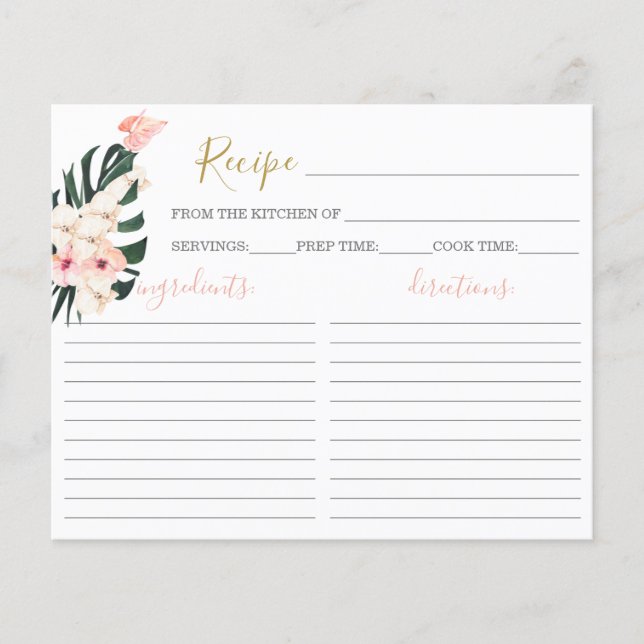 Carte de recette de Fête des mariées rose tropical (Devant)