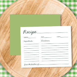 Carte de recette de Fête des mariées verte chic ma
