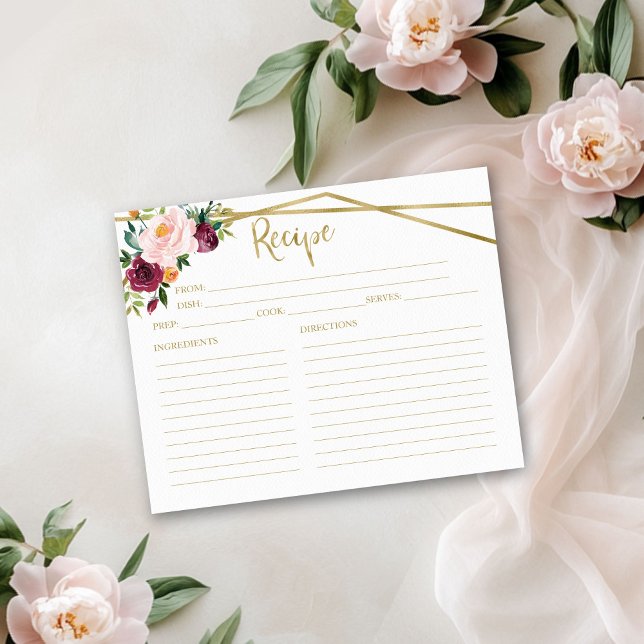 Carte de recette de fête prénuptiale florale borde (Créateur téléchargé)