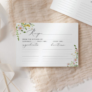Carte de recette de fête prénuptiale minimaliste à
