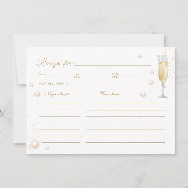 Carte de recette de fête prénuptiale Perles et Pro (Devant)