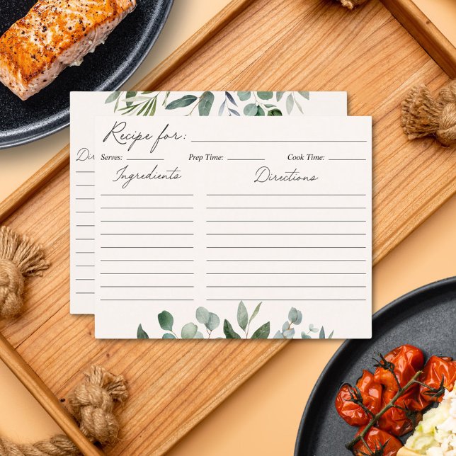 Carte de recette de feuilles de verdure d'eucalypt (In situ)