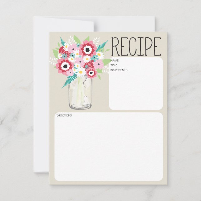 Carte de recette de fleurs en bocal Mason (Devant)
