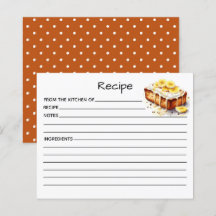 Carte de recette de gâteau