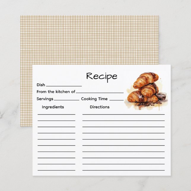 Carte de recette de gâteau (Devant / Derrière)