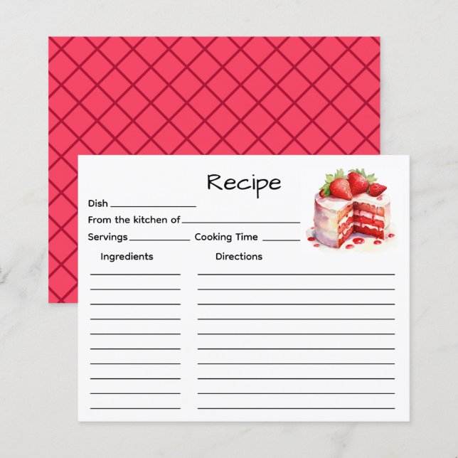 Carte de recette de gâteau (Devant / Derrière)