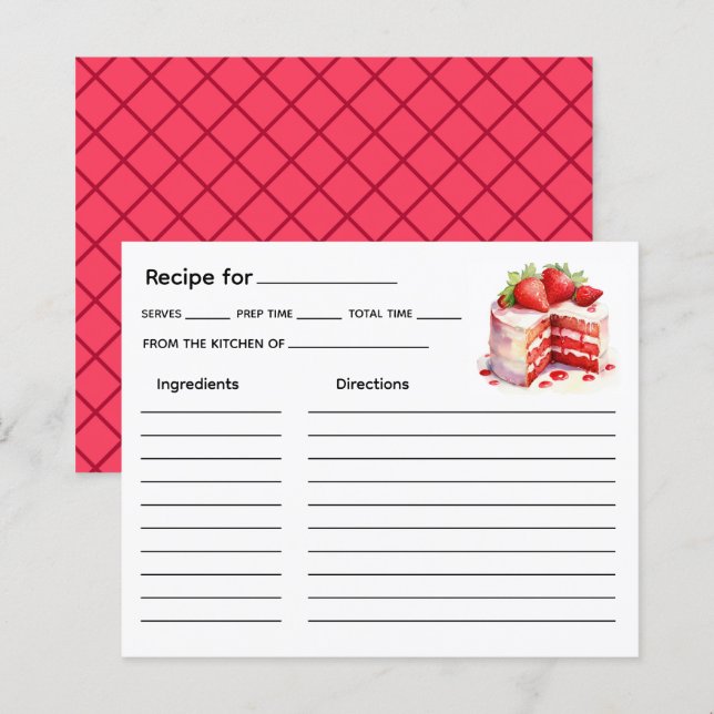 Carte de recette de gâteau (Devant / Derrière)