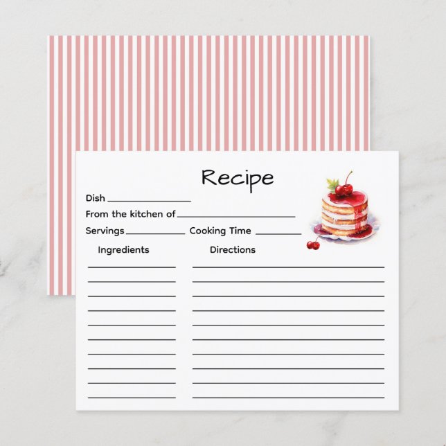 Carte de recette de gâteau (Devant / Derrière)