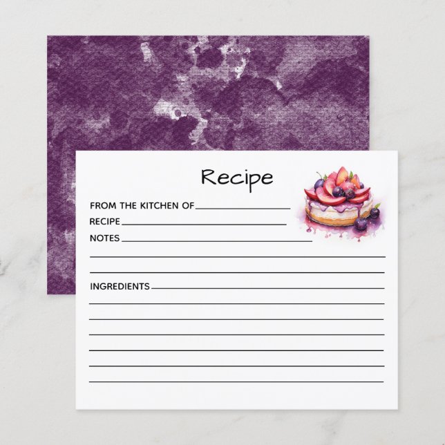 Carte de recette de gâteau (Devant / Derrière)