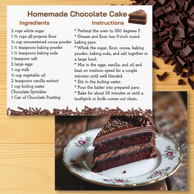 Carte de recette de gâteau au chocolat (Créateur téléchargé)
